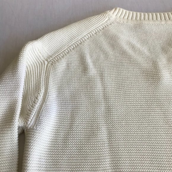 Everlane The Link-Stitch V-Neck Sweater Small Ivory Cream Bone Off White Cotton - Picture 9 of 14